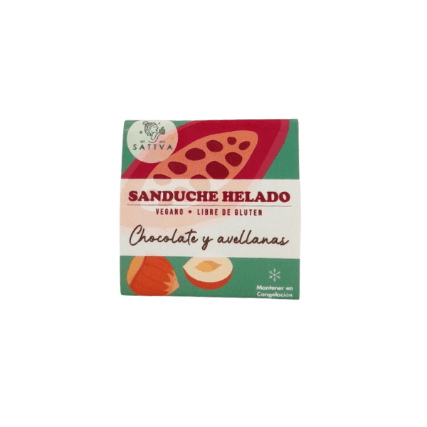 SATTVA SANDUCHE DE HELADO SABOR CHOCOLATE Y AVELLANAS